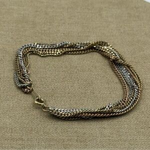 Vintage Avon Tri-Tone Rope Chain Bracelet - Gold, Silver, and Rose Gold